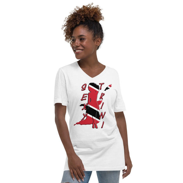Trinidad & Tobago Flag Sexy Trini Unisex Short Sleeve V-Neck T-Shirt - Conscious Apparel Store