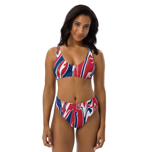 United Kingdom Flag Splash-Camo high-waisted bikini - Conscious Apparel Store