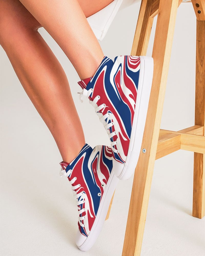 United Kingdom Flag Splash-Camo Women's Hightop Canvas Shoe - Conscious Apparel Store
