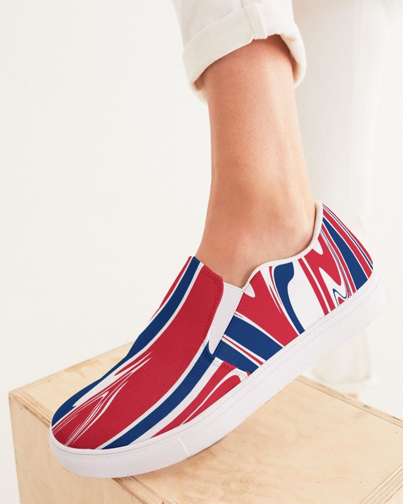 United Kingdom Flag Splash-Camo Women's Slip-On Canvas Shoe - Conscious Apparel Store