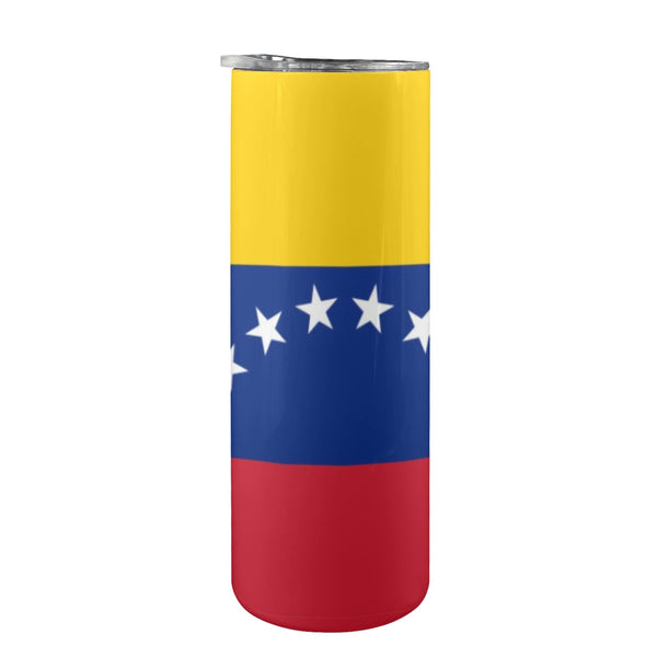 Venezuela Flag 20oz Tall Skinny Tumbler with Lid and Straw - Conscious Apparel Store