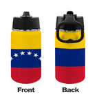 Venezuela Flag Kids Water Bottle with Straw Lid (12 oz) - Conscious Apparel Store