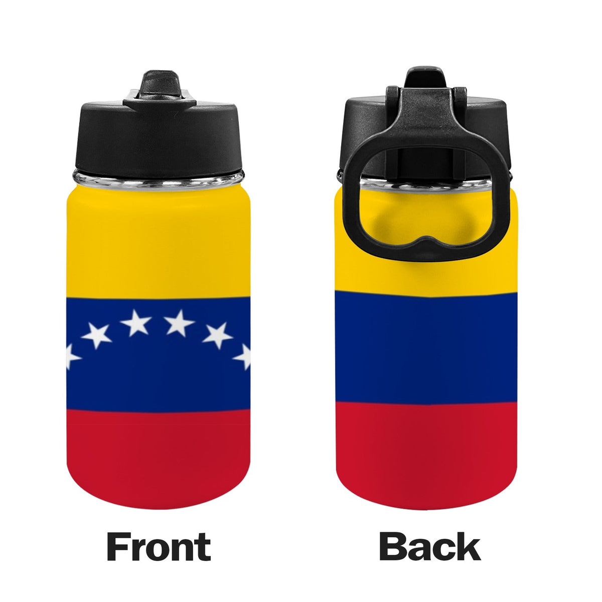 Venezuela Flag Kids Water Bottle with Straw Lid (12 oz) - Conscious Apparel Store