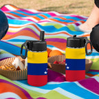 Venezuela Flag Kids Water Bottle with Straw Lid (12 oz) - Conscious Apparel Store