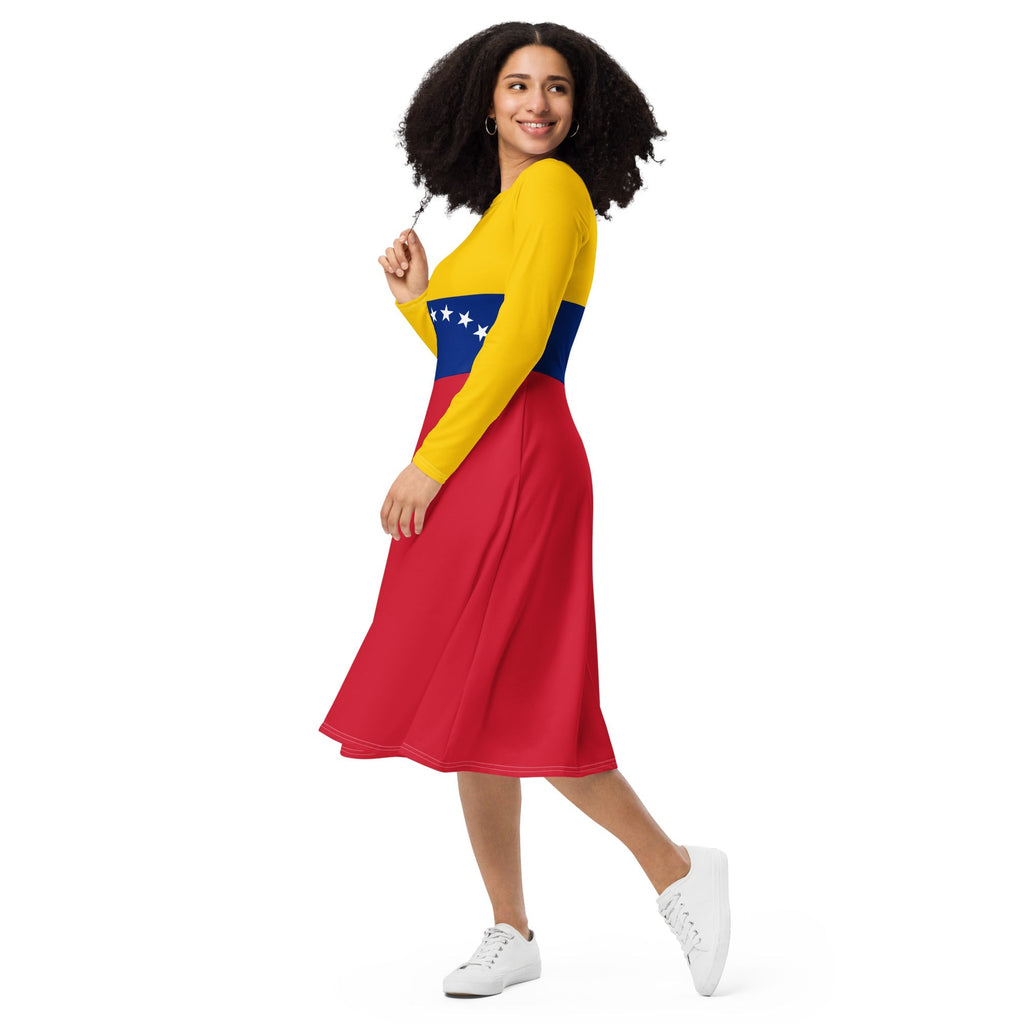 Venezuela Flag long sleeve midi dress - Conscious Apparel Store