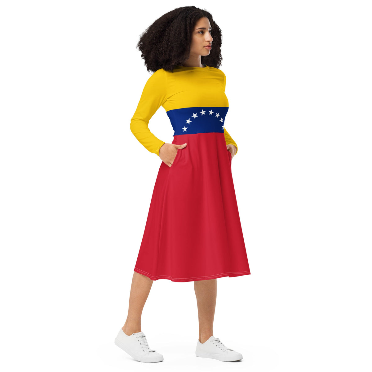 Venezuela Flag long sleeve midi dress - Conscious Apparel Store